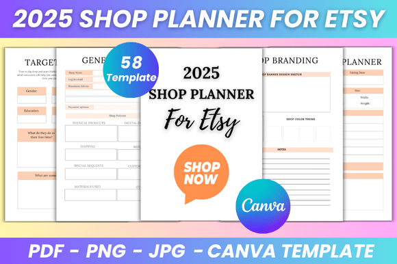 Download 2025 Shop Planner for Etsy Canva Kdp Interior - 2025 Collection