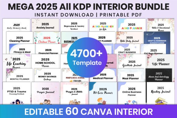 Download Mega 2025 All KDP Interior Bundle Canva - 2025 Collection