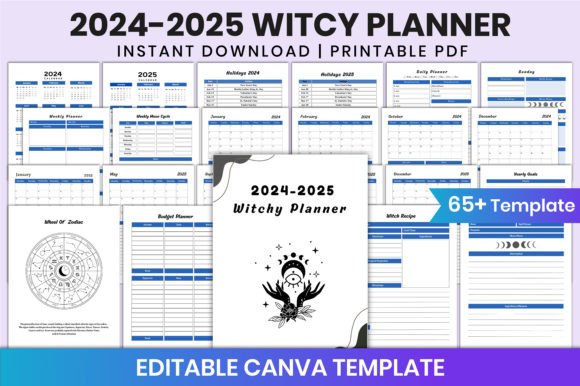 Download Editable 2024-2025 Witchy Planner Canva - 2025 Collection
