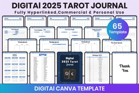 Download Digital 2025 Tarot Journal for Canva KDP - 2025 Collection