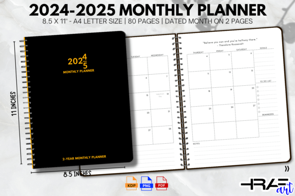 Download Printable Monthly Planner 2024-2025 KDP - 2025 Collection