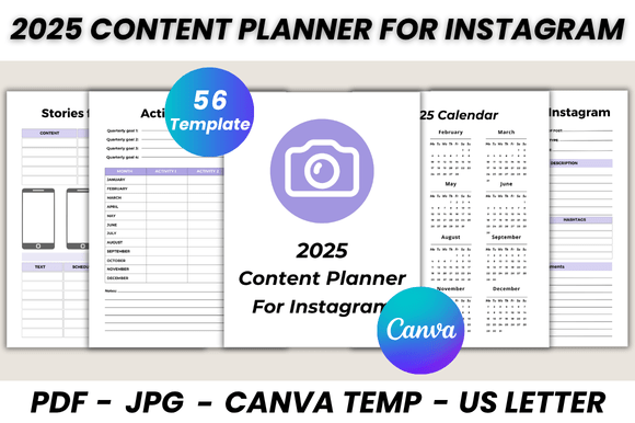 Download 2025 Content Planner for Instagram Canva Template - 2025 Collection