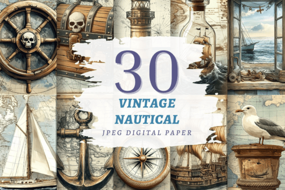 Download Vintage Nautical Papers JPEG - Nautical Collection