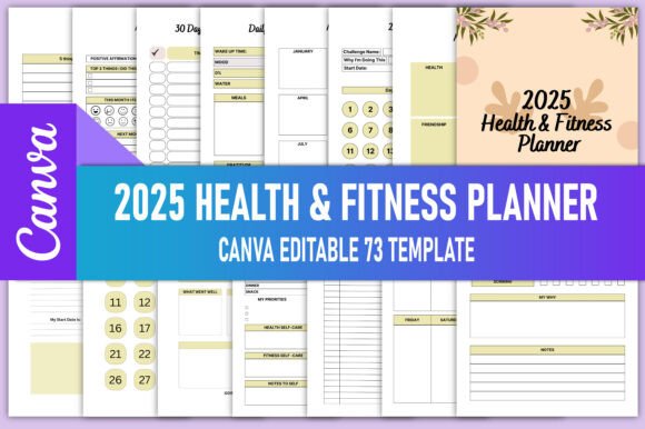 Download 2025 Health &amp; Fitness Planner Canva Kdp - 2025 Collection