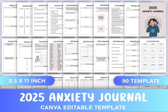 Download Editable 2025 Anxiety Journal - 2025 Collection