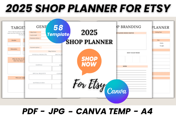 Download 2025 Shop Planner for Etsy Canva Template - 2025 Collection