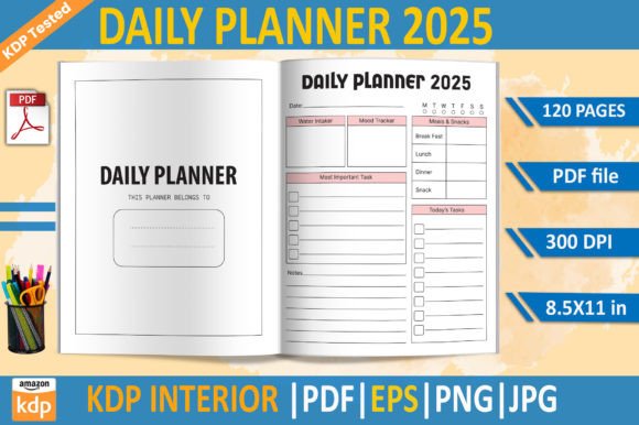 Download DAILY PLANNER 2025 KDP Interior Template - 2025 Collection