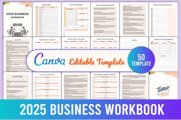 Download 2025 BUSINESS WORKBOOK Canva Template - 2025 Collection