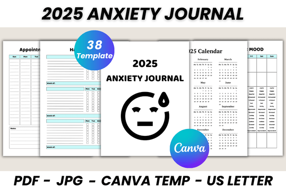 Download 2025 Anxiety Journal Canva Template - 2025 Collection