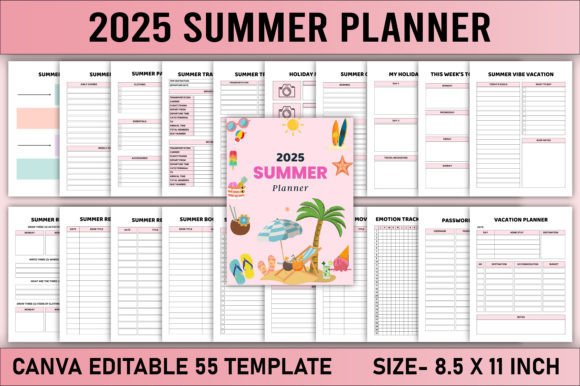 Download Editable 2025 Summer Planner Canva - 2025 Collection
