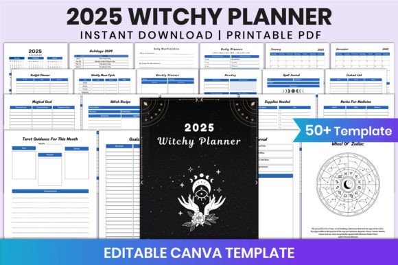 Download Editable 2025 Witchy Planner for Canva - 2025 Collection